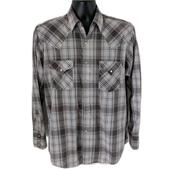 Ely Plains Western Pearl Snap Shirt Men’s M Plaid Long Sleeve Cowboy Rodeo - Picture 1 of 11